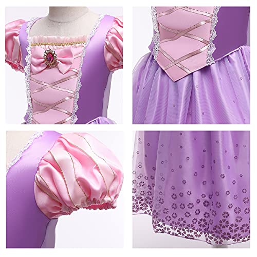 MYRISAM Vestidos de Princesa Sofia para Niñas Disfraz de Carnaval Rapunzel Traje de Halloween Navidad Cumpleaños Fiesta Ceremonia Aniversario Cosplay Vestir con Accesorios 2-3 años