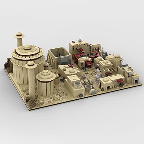 Myste MOC-56649 Custom - Bloques de construcción modulares 18 en 1 de la ciudad de Tatooine, construcción de maquetas, 9585 bloques de sujeción, modelo de arquitectura grande, compatible con casa Lego