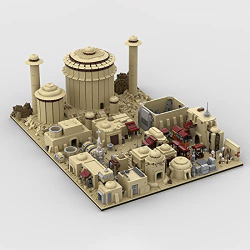 Myste MOC-56649 Custom - Bloques de construcción modulares 18 en 1 de la ciudad de Tatooine, construcción de maquetas, 9585 bloques de sujeción, modelo de arquitectura grande, compatible con casa Lego