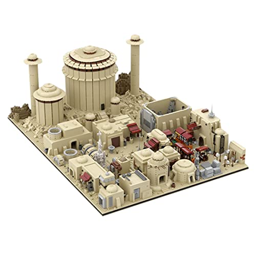 Myste MOC-56649 Custom - Bloques de construcción modulares 18 en 1 de la ciudad de Tatooine, construcción de maquetas, 9585 bloques de sujeción, modelo de arquitectura grande, compatible con casa Lego