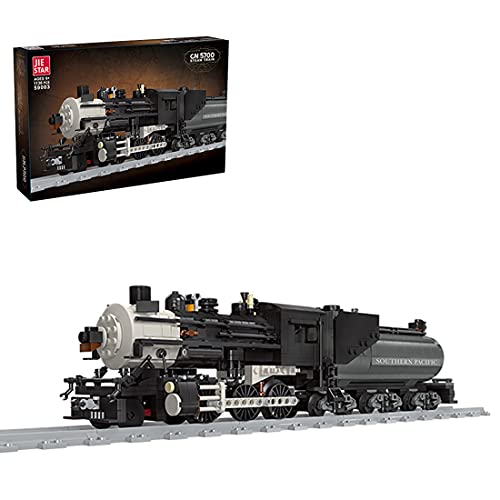 Myste Tren de técnica con tren de vapor, 1136 piezas, negro, estilo retro, bloques de construcción, compatible con tren Lego City