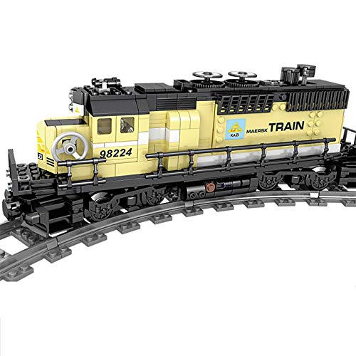 Myste Tren de tren con luz y música, 903 piezas, para ciudad, tren de mercancías, modelo con rieles, bloques de sujeción, compatible con tren Lego City - Dinámico