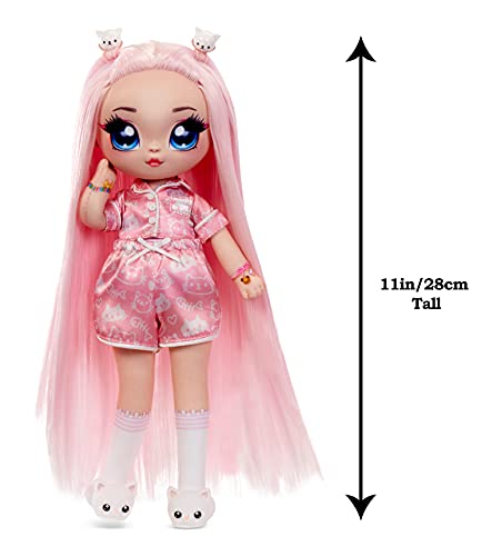 Na Na Na Surprise Teens Slumber Party Moda Mila Rose-Juguete para niños-Coleccionable-Muñeca de Tela de 27 cm, Inspirada en un Gatito Persa-Pelo Rosa, Color (577423C3)