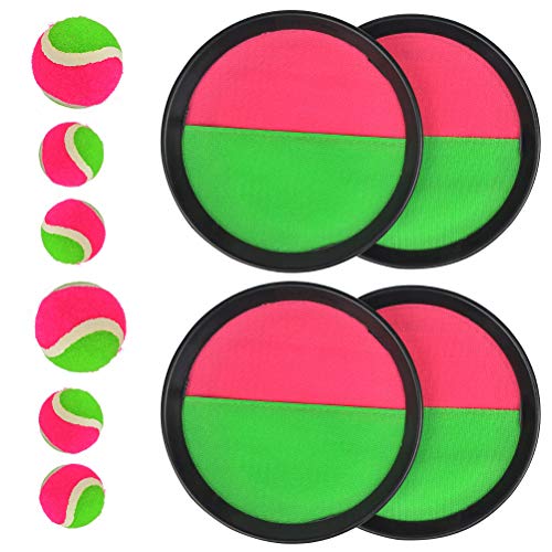 N\A Pelotas de Velcro Juego de Pelota de Velcro para niños, Neopreno Juego de Pelota de Velcro con 4 Discos de Captura de Ø 18,5 cm, 2 Pelotas de Velcro de Ø 6,5 cm y 4 Pelotas de Velcro de Ø 4,5 cm