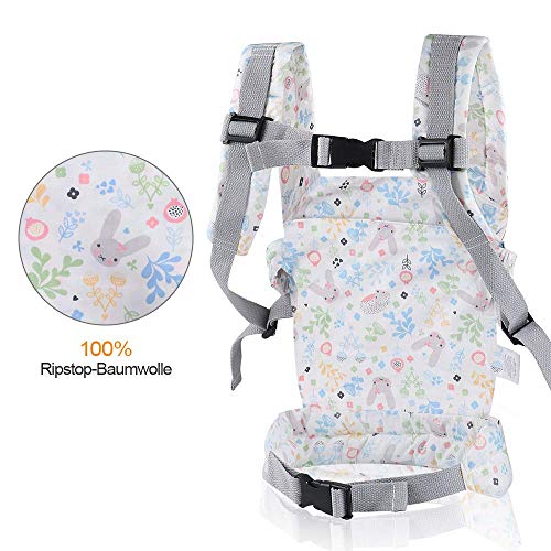 Nabance Muñeca Transporte Doll Carrier Portabebés de algodón Muñeca Bolsa Porta Muñecas Algodón para Niños de hasta 18 Meses - Gris