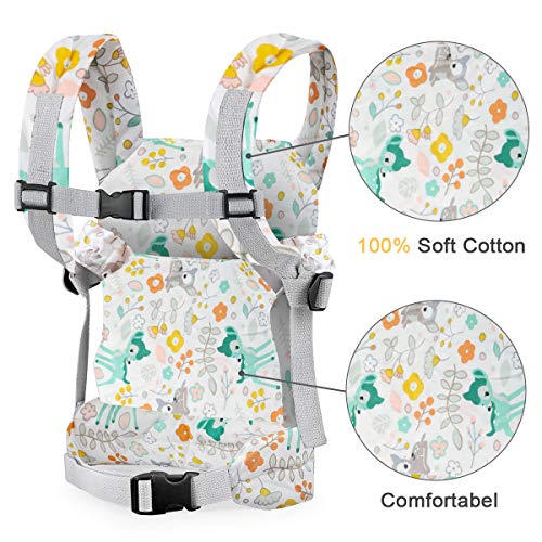 Nabance Muñeca Transporte Doll Carrier Trasera Algodón Sling para Niños de Hasta 18 Meses Mundo de Renos