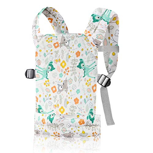 Nabance Muñeca Transporte Doll Carrier Trasera Algodón Sling para Niños de Hasta 18 Meses Mundo de Renos