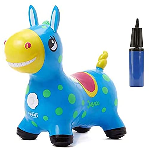 NC Animales Hinchables Caballo para Saltar Bomba Inflable Incluida Caballo Inflable Caballo de Salto para Niños con el Mejor Caucho Ecológico (Azul)