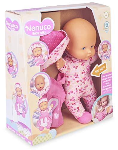 Nenuco-Baby Talks,Nos vestimos! Muñeca con Sonidos para niñas y niños a Partir de 1 año(Famosa 700016282)