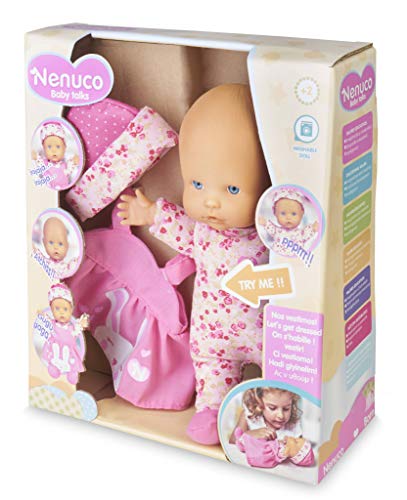 Nenuco-Baby Talks,Nos vestimos! Muñeca con Sonidos para niñas y niños a Partir de 1 año(Famosa 700016282)