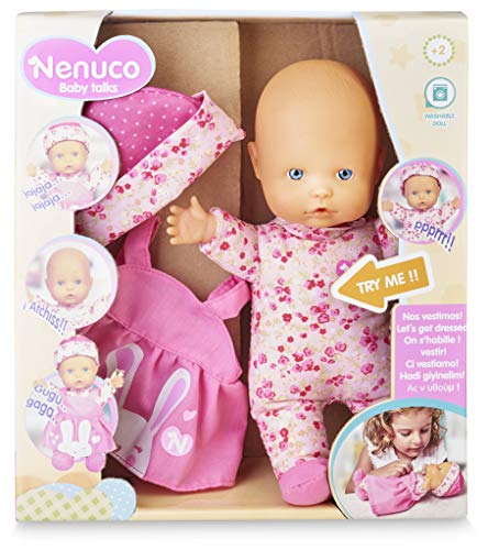 Nenuco-Baby Talks,Nos vestimos! Muñeca con Sonidos para niñas y niños a Partir de 1 año(Famosa 700016282)