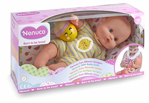 Nenuco - Mi pequeño, muñeca Con Biberón Sonajero y Pijama Limón, (Famosa 700012087)