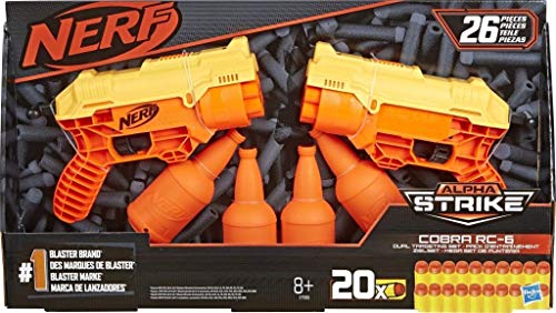 Nerf Alpha Strike 26 Piezas Cobra RC-6 Dual Targeting Set – Incluye 2 Blasters de Juguete, 4 dianas Medias y 20 Dardos Oficiales Elite – para niños, Adolescentes, Adultos (Hasbro E7565EU4)