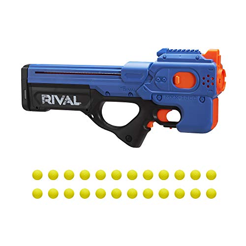 Nerf Charger MXX-1200 Azul y Bolas de Espuma Rival Oficiales (Hasbro E8449FR0)