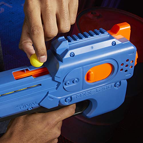 Nerf Charger MXX-1200 Azul y Bolas de Espuma Rival Oficiales (Hasbro E8449FR0)