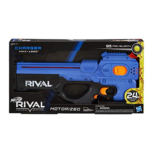 Nerf Charger MXX-1200 Azul y Bolas de Espuma Rival Oficiales (Hasbro E8449FR0)