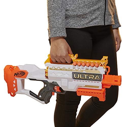 Nerf Dorado Blaster motorizado, Carga rápida de Nalgas, 12, Compatible Solo con Dardos Ultra, Multicolor (Hasbro F2017)