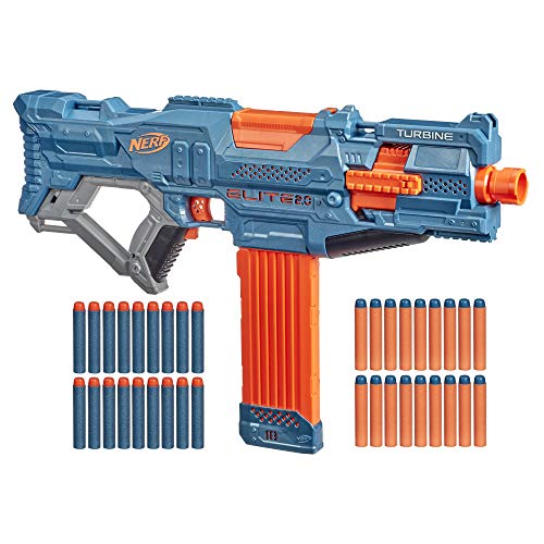 Nerf Elite 2.0 Turbine CS-18-Pistola motorizada, 36 Oficiales, Clip de 18 Dardos, carriles tácticos, Punto de fijación del Barril (Hasbro E9481EU4)