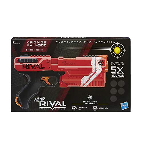 Nerf Kronos Rojo XVIII-500 y Bolas de Espuma Rival Oficiales, Color (Hasbro E3380FC4)