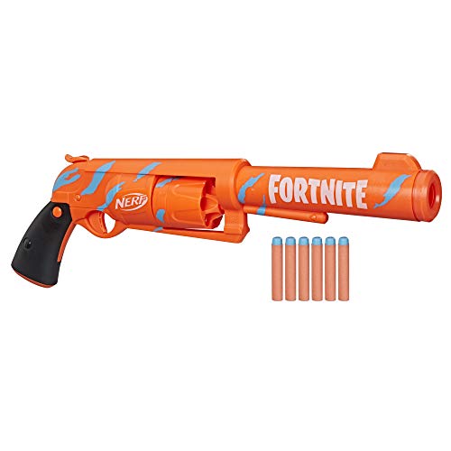 Nerf Lanzador Fortnite 6-SH - Pulso de Camuflaje - con Martillo y Tambor Giratorio de 6 Dardos - Incluye 6 Dardos Oficiales Elite