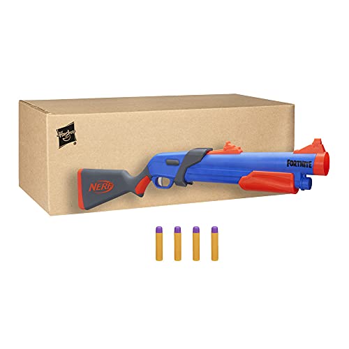 Nerf Lanzador Fortnite Pump SG, Lanzamiento de Mega Dardos por Bombeo, Recarga por la Culata, 4 Dardos Mega, niños, jóvenes y Adultos