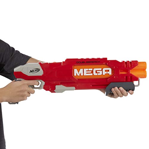 Nerf- Ner Mega Doublebreach Pistola Lanza Dardos, Color Gris, Naranja, Rojo, 55 cm (Hasbro B9789EU4)