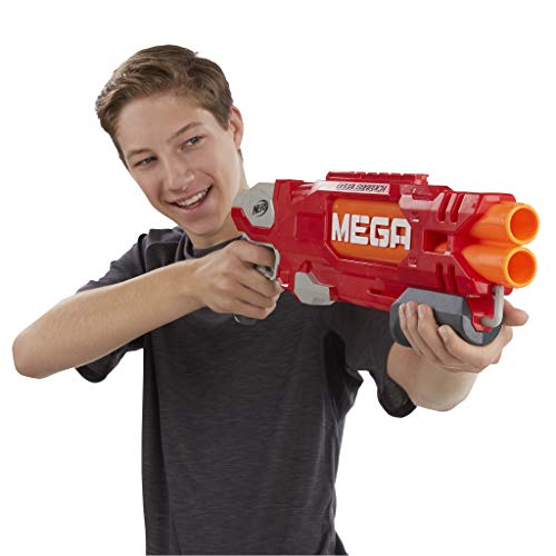 Nerf- Ner Mega Doublebreach Pistola Lanza Dardos, Color Gris, Naranja, Rojo, 55 cm (Hasbro B9789EU4)