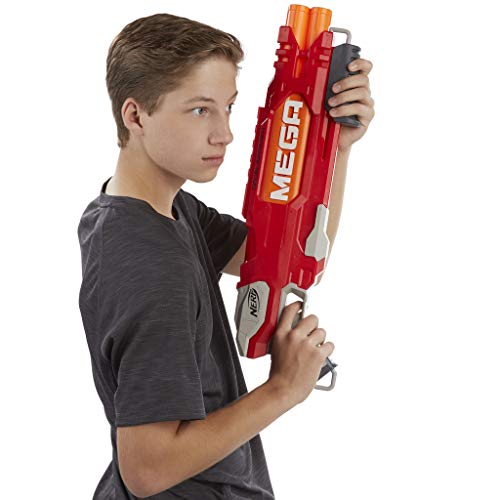 Nerf- Ner Mega Doublebreach Pistola Lanza Dardos, Color Gris, Naranja, Rojo, 55 cm (Hasbro B9789EU4)