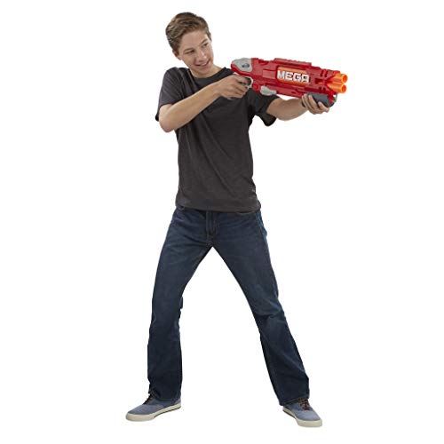 Nerf- Ner Mega Doublebreach Pistola Lanza Dardos, Color Gris, Naranja, Rojo, 55 cm (Hasbro B9789EU4)