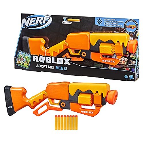 Nerf Roblox Adopt Me : Abejas. Lever Action Blaster, 8 Dardos Elite, código para desbloquear en el Juego Virtual (Hasbro F2486EU5)