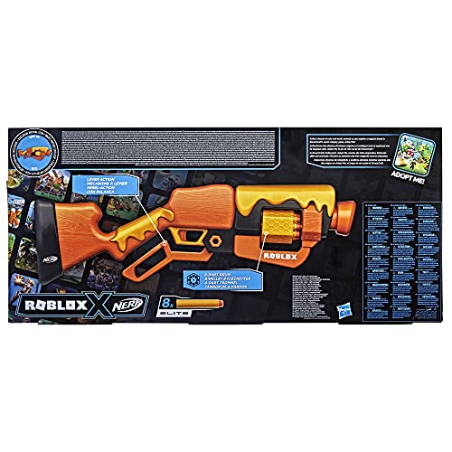 Nerf Roblox Adopt Me : Abejas. Lever Action Blaster, 8 Dardos Elite, código para desbloquear en el Juego Virtual (Hasbro F2486EU5)