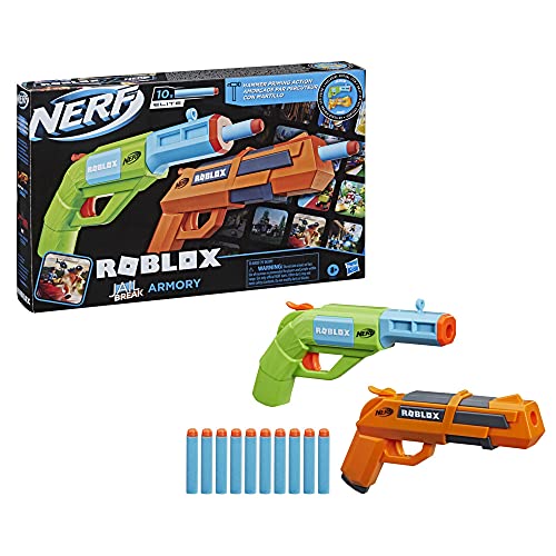 Nerf Roblox Jailbreak: Armoury, Incluye 2 Blasters, 10 Dardos, código para desbloquear en el Juego Virtual artículo (Hasbro F2479EU5)