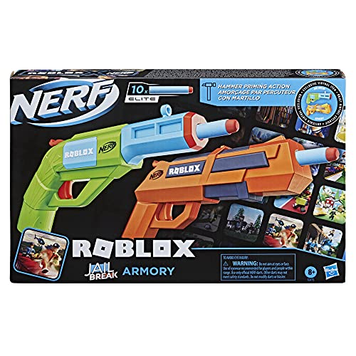 Nerf Roblox Jailbreak: Armoury, Incluye 2 Blasters, 10 Dardos, código para desbloquear en el Juego Virtual artículo (Hasbro F2479EU5)