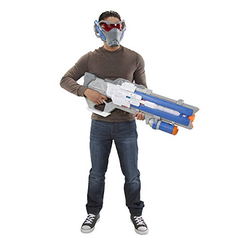 Nerf Soldier: 76 Blaster y Visera de Objetivo, Totalmente motorizada, Luces, acción de Retroceso, 30 Overwatch Rival Rounds, para Adolescentes y Adultos, Multicolor (Hasbro E4452102)