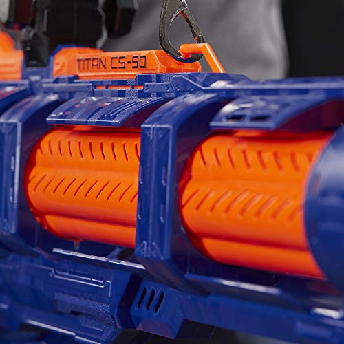 Nerf Titan CS-50 Toy Blaster – Totalmente motorizado, Tambor, 50 Dardos Oficiales Elite, Barril Giratorio, para niños, Adolescentes, Adultos (Hasbro E2865F03)