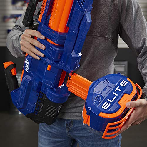 Nerf Titan CS-50 Toy Blaster – Totalmente motorizado, Tambor, 50 Dardos Oficiales Elite, Barril Giratorio, para niños, Adolescentes, Adultos (Hasbro E2865F03)