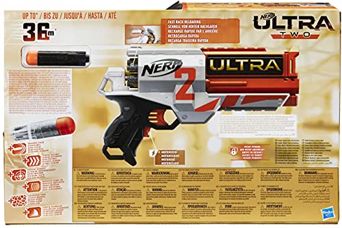 Nerf Two Motorised Blaster – Recarga rápida – Incluye 6 Compatible Solo con Dardos Ultra, Multicolor (Hasbro E79214R00)