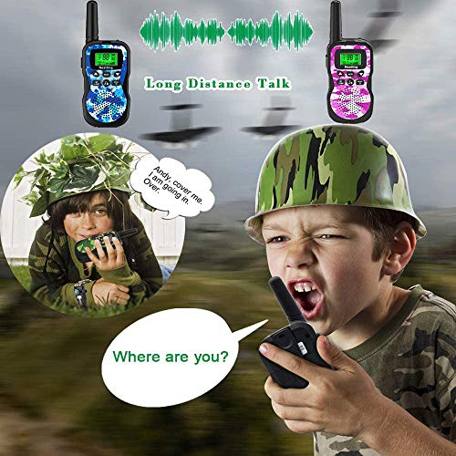 Nestling Walkie Talkie para niños, Camuflaje al Aire Libre, 8 Canales, Radio de 2 vías, Juguetes, Linterna LCD retroiluminada, Rango de 3 Millas para Actividades Infantiles (3pcs Camuflaje)