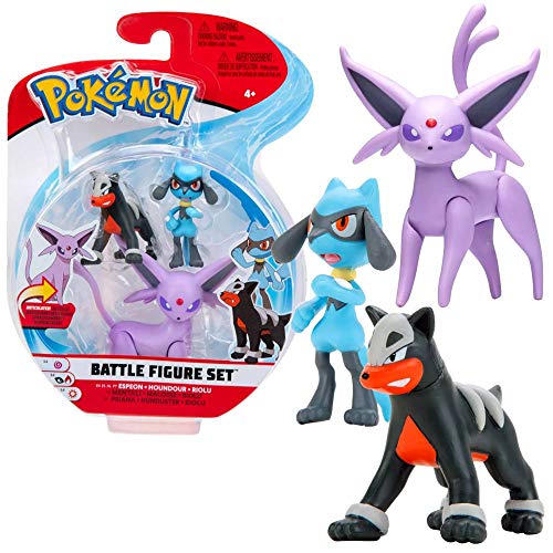 NEW Pokemon Battle Figure Set Espeon Houndour and Riolu