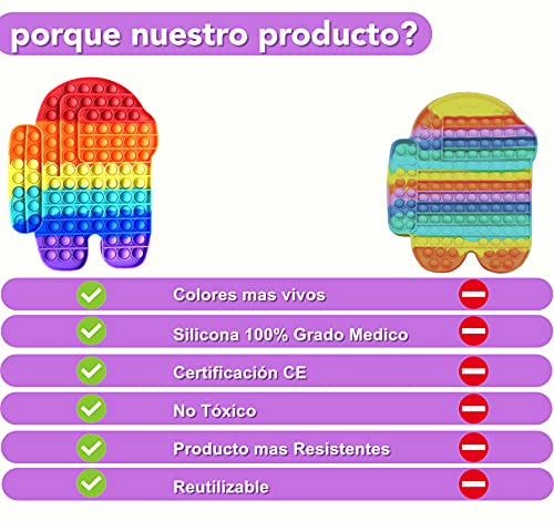 NF ROADTOLOVE Fidget Toy Juguete Antiestres Pop It Among us Gigante Sensorial para Niños y Adultos Bubble Push Juguetes Antiestrés de Explotar Burbujas para Aliviar estrés y Ansiedad Grande E