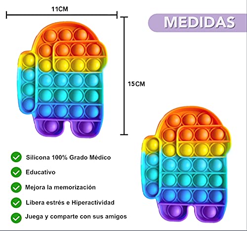 NF ROADTOLOVE Fidget Toy Juguete Antiestres - Pop It Sensorial Among us para Niños y Adultos - Push Pop it Bubble Among Us - Juguetes Antiestrés de Explotar Burbujas para Aliviar estrés y Ansiedad.