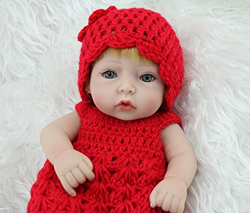 Nicery 11inch Renacido de la Reborn muñeca del silicón Duro Vinilo 28cm Impermeable Chica de Juguete de Regalo Sombrero Vestido Rojo Reborn Baby Reborn Doll