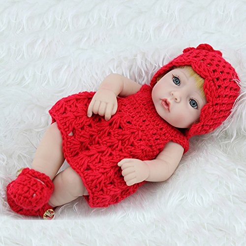 Nicery 11inch Renacido de la Reborn muñeca del silicón Duro Vinilo 28cm Impermeable Chica de Juguete de Regalo Sombrero Vestido Rojo Reborn Baby Reborn Doll