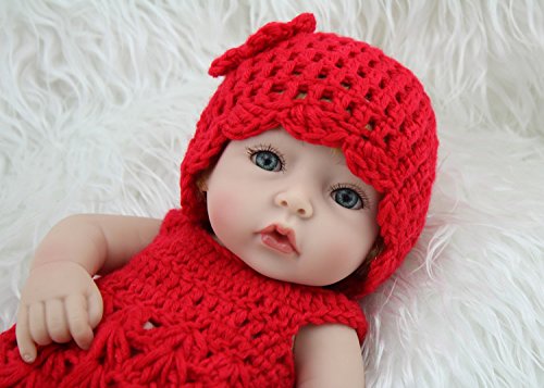 Nicery 11inch Renacido de la Reborn muñeca del silicón Duro Vinilo 28cm Impermeable Chica de Juguete de Regalo Sombrero Vestido Rojo Reborn Baby Reborn Doll