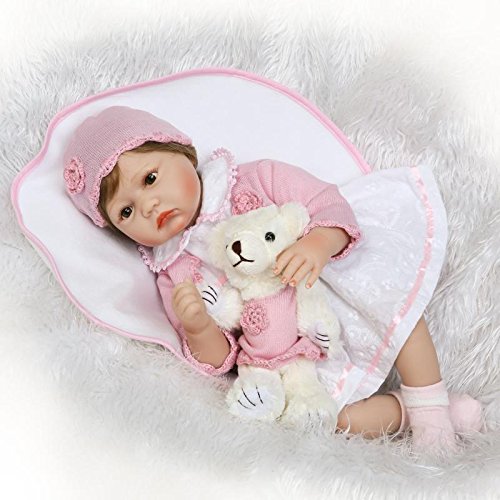 Nicery Reborn Baby Doll Renacer Bebé la Muñeca Vinilo Simulación Silicona Suave 22 Pulgadas 55cm Boca Vívido Natural Niña Niño Juguete vívido Girl RD45C064UF