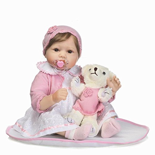 Nicery Reborn Baby Doll Renacer Bebé la Muñeca Vinilo Simulación Silicona Suave 22 Pulgadas 55cm Boca Vívido Natural Niña Niño Juguete vívido Girl RD45C064UF