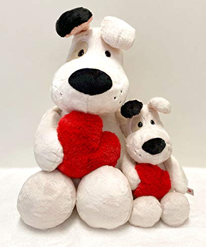 NICI- Peluche Perro Love con corazón 27cm, Color Blanco (46077)