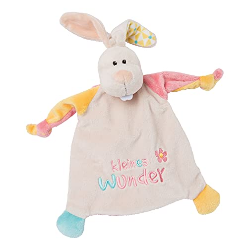 NICI Seguridad con Forma de Conejo Kleines Wunder, 25 x 25 cm, a Partir de 0 Meses, Manta de Peluche, bebés y niños pequeños, Color Beige/Multicolor (46733)