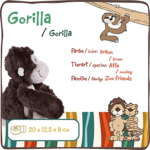 NICI Suave Gorila de Juguete 20cm - Juguetes Peluches de Mono para niñas, niños y bebés - Esponjoso Animal Relleno para Jugar y abrazar - Animales de Peluche Colección Zoo Friends