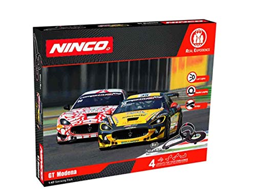 Ninco - WRC GT Modena. Circuito Slot Escala 1:43 con Puente y looping. 5 m. Incluye 2 Coches con Luces. 91015